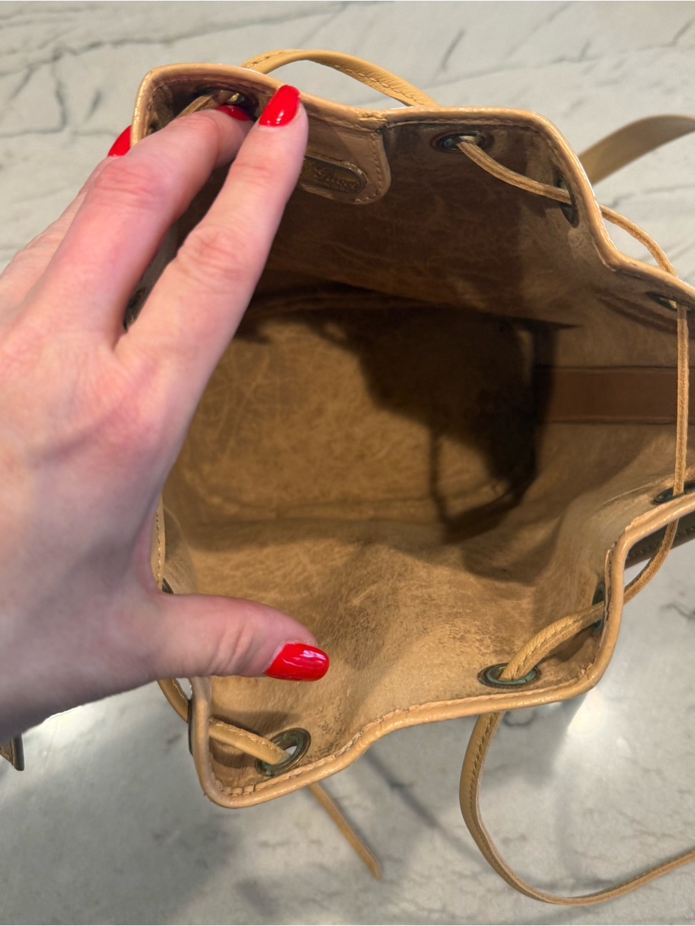 Vintage Gucci Micro GG Monogram Bucket Bag Repainted + New Strap & Drawstring - Picture 11 of 16